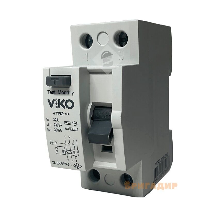 Пристрій захисного відключення 1P+N (однофазне) 32А 30мА 230V (ViKO)