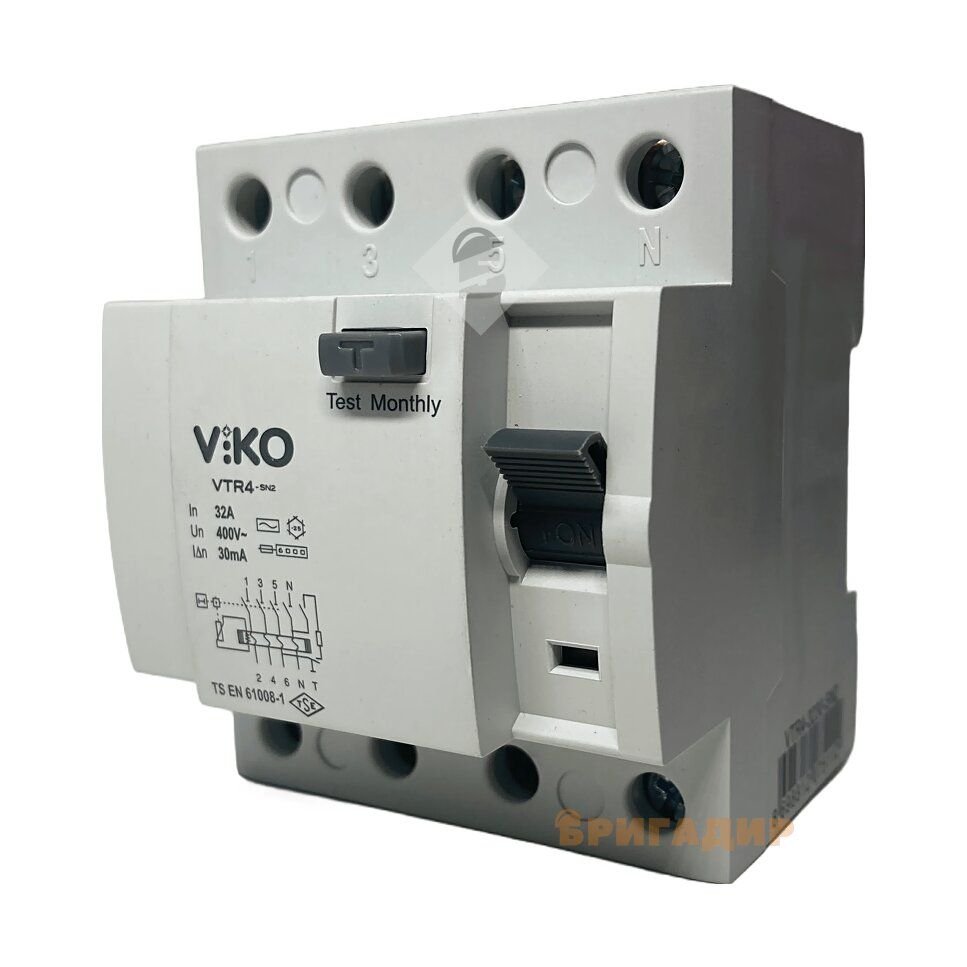 Пристрій захисного відключення 3P+N (трифазне) 32А 30мА 230V (ViKO)