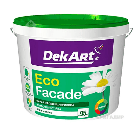 Фарба фасадна "Facade Paint", біла матова, ТМ "DekArt"-12,6кг