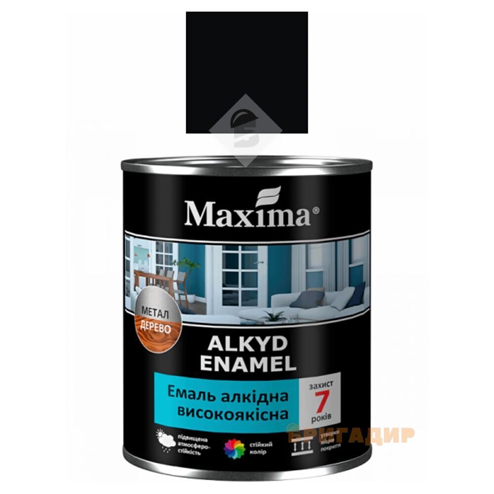 Емаль алкідна високоякісна Maxima чорна глянцева 2,3кг