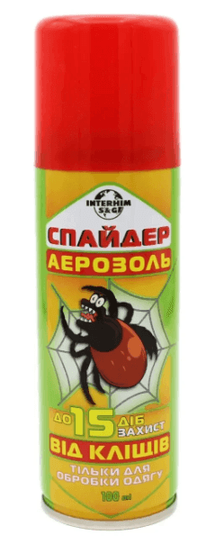 Аерозоль спайдер  Intermit від кліщів 15 сутків 100 ml.   Код 6447