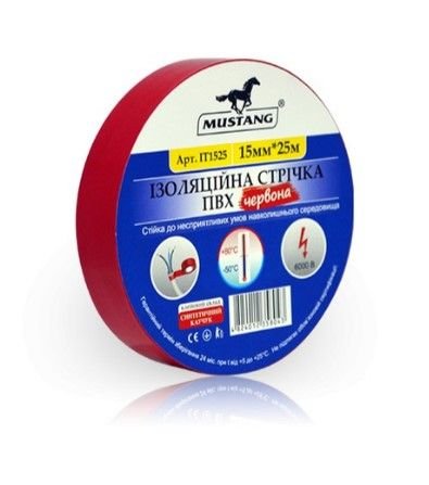 Стрічка ізоляційна Mustang -25мх19х0,15мм червона 4824012356278