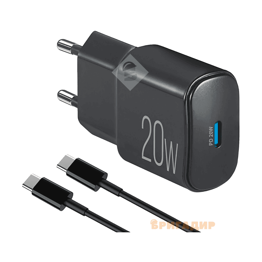 Мережевий зарядний пристрій Brevia ePower PD20W Cable USB-C to USB-C 44020GCW