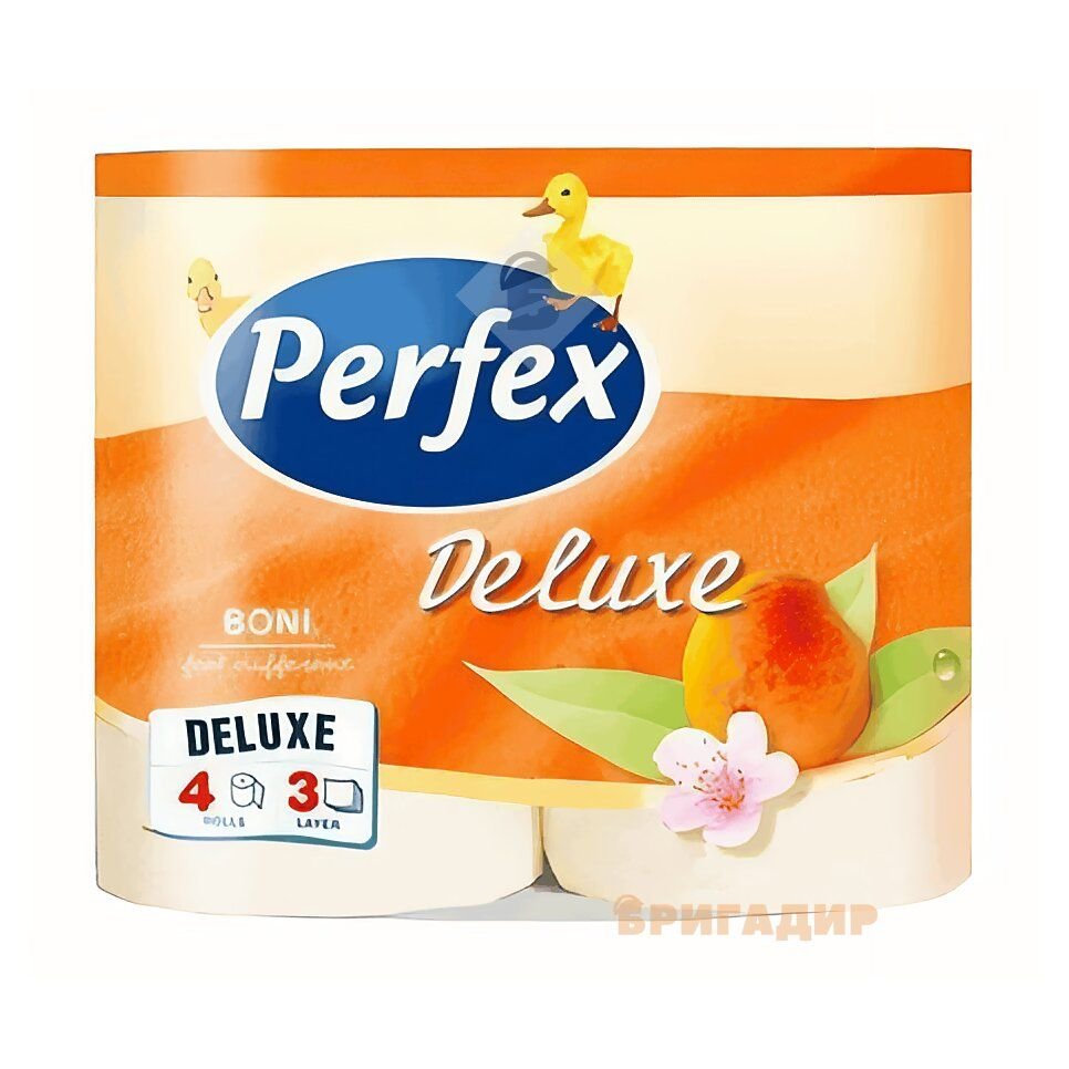 ПАПІР ТУАЛЕТНИЙ  PERFEX DELUXE 4 шт ПЕРСИК 3 шар/5101