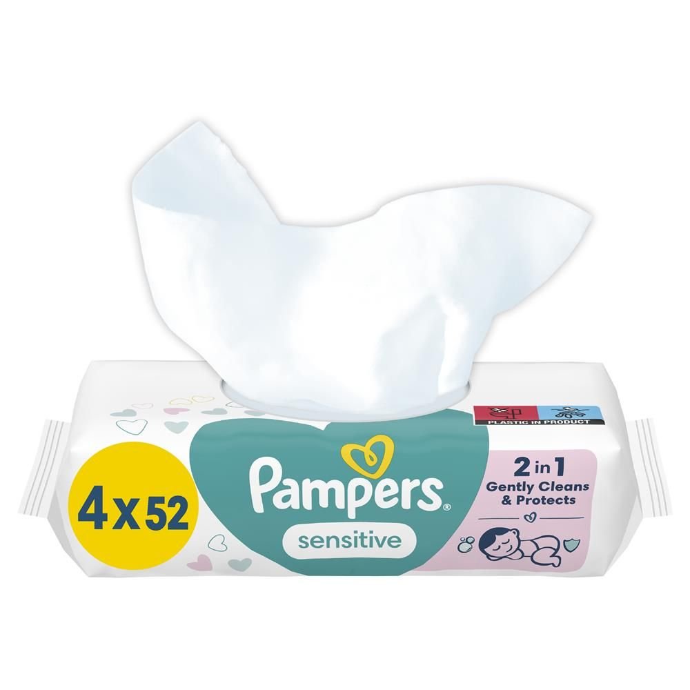 62624 PAMPERS Дитячі вологі серветки Sens 4x52 ПрепакКороб 4x52шт