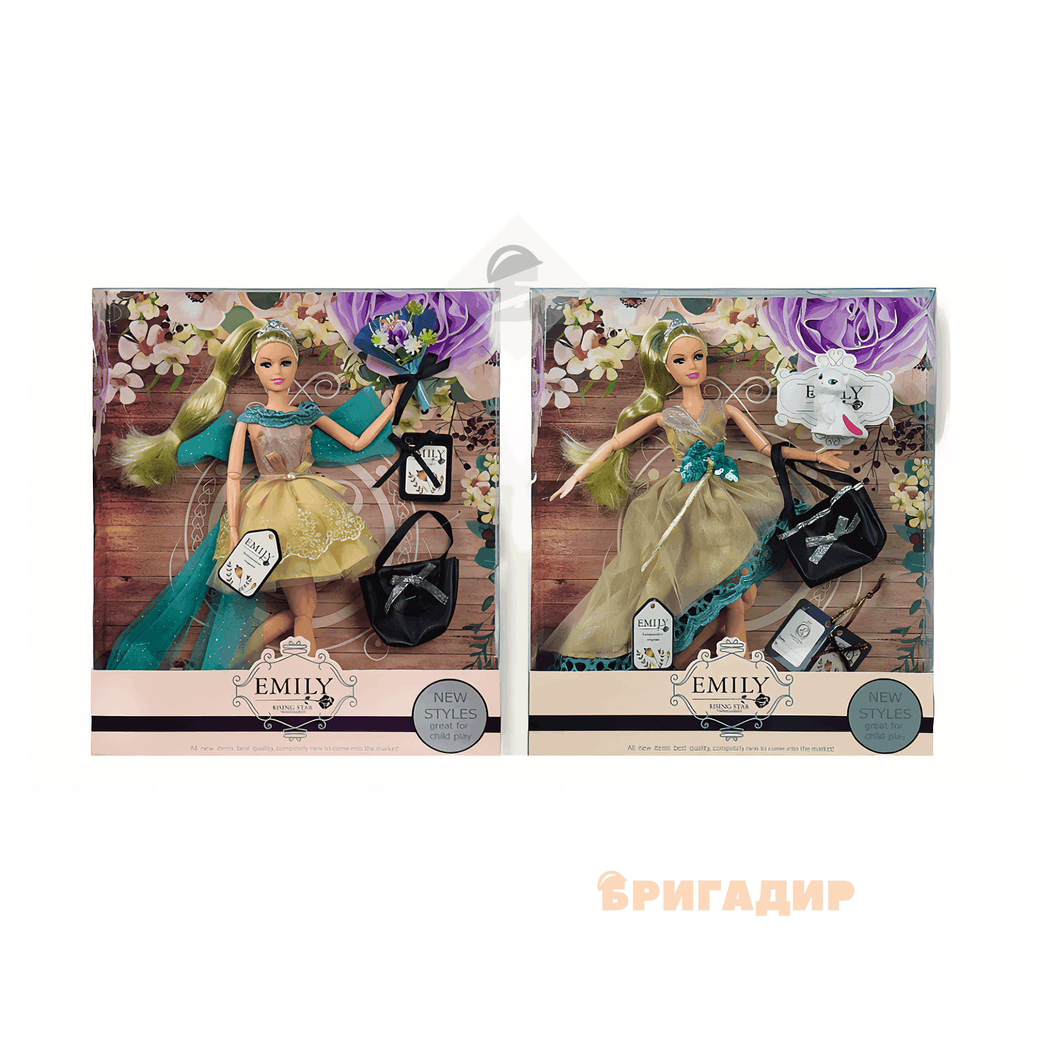Лялька Emily арт. QJ079B/QJ079 (48шт/2) 2 види, з сумочкою та аксесуарами, шарнір, короб.33*28*6см