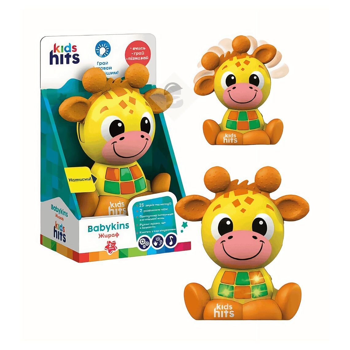 Муз розв.Чарівні звірята Kids Hits арт. KH10/002 (24шт)"Жираф",батар,вуха клацають, рухаються,світл, мелодії,фрази,р-р12.3*14.2*6.4,короб.13.2*21*8 см