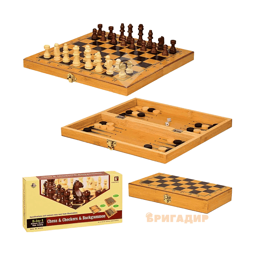 Настільна гра "Шахи" арт. B3116 (24шт/2) 3 в1, короб..  30.5*5.5*15.5 см, р-р доски – 29.5*29.5*2.3 см