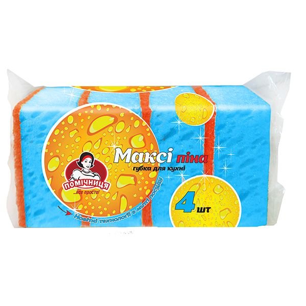 Губки кухонні "Максі піна"ТМ "Помічниця" 4шт.