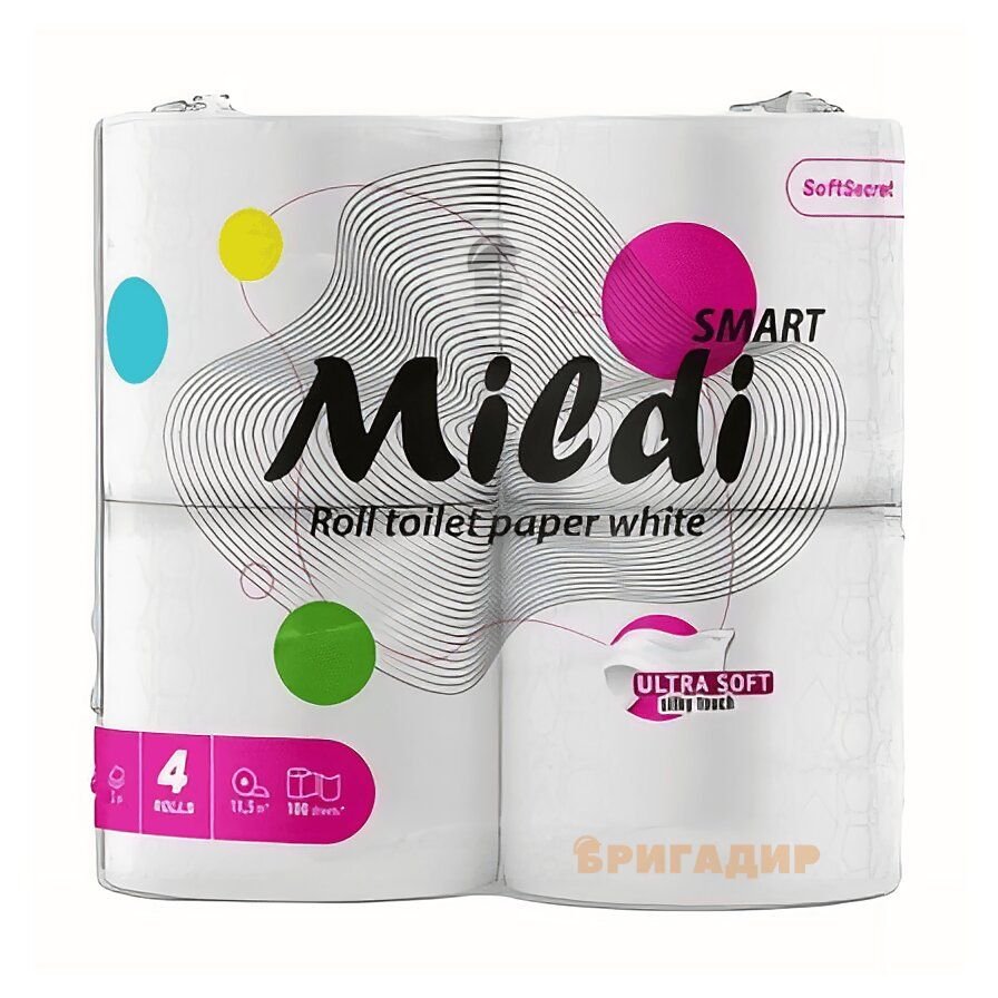 Папір туалетний "Mildi Smart" 93*105/45 целюл.2 шар.(4шт)