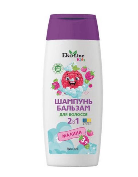 Шампунь-бальзам для волосся 2в1 ACME "EkoLine" KIDS Малина, 250 мл