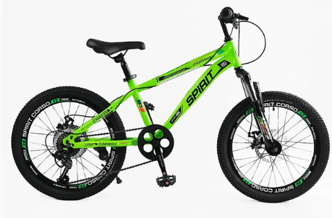 ВЕЛОСИПЕД 20 ST CORSO «SPIRIT» ST-20622 СТАЛЬ 12", (К-Т SHIMANO) САЛАТОВИЙ