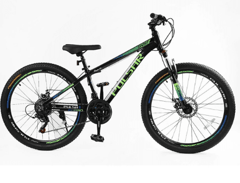 ВЕЛОСИПЕД 26 AL CORSO «PULSAR» PL-26407 АЛЮМІНІЙ 13", (К-Т SHIMANO) ЧОРНО-САЛАТОВО-СИНІЙ 72-203