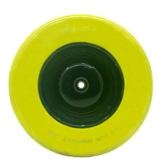 Колесо DW 4,0*8 поліутеранове чорне металевий жовтий диск з підшипником і віською (арт.DW-PN-4008 8PR)