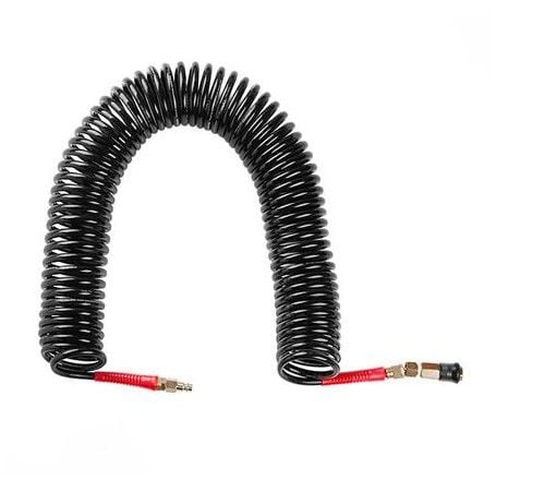 Шланг BLACK M-Flex 6,5х10мм, 15м спіральний поліуретановий з поворотним шарніром, латунними швидкорозємними зєднаннями STORM INTERTOOL PT-1794