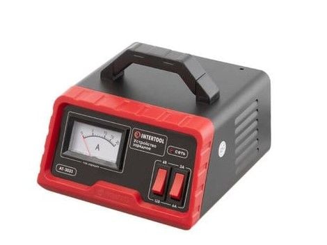 Пристрій зарядний для акумуляторів 6/12 В, 3/6 А, 4-60 Ач, з трансформатором INTERTOOL AT-3033