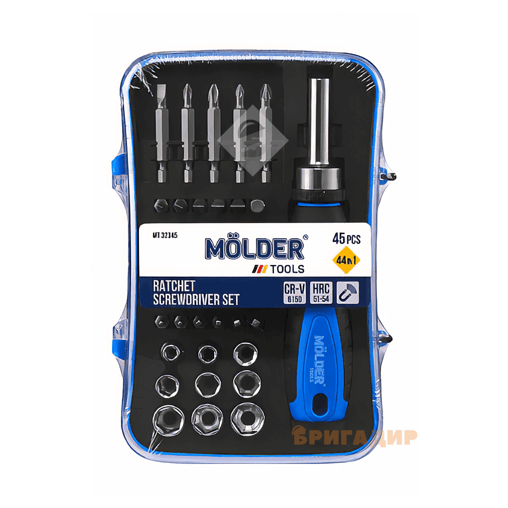 Викрутка Molder реверсивна з комплектом насадок 45шт MT32345