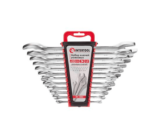 Набір ключів ріжкових, 12шт., 6-32мм, Cr-V INTERTOOL HT-1003