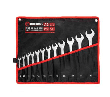 Набір ключів комбінованих 12шт., 8-30мм, Cr-V, чохол INTERTOOL HT-1251