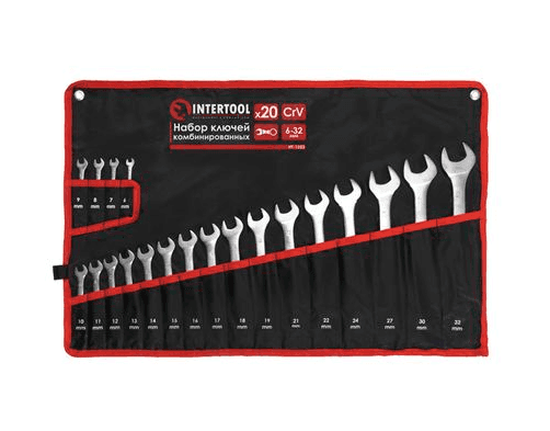 Набір ключів комбінованих, 20шт., 6-32мм,  Cr-V, чохол INTERTOOL HT-1253