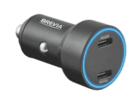 Автомобільний зарядний пристрій BREVIA ePower DualCharge Display 40W 2xUSB-C чорний (46040DCLB)