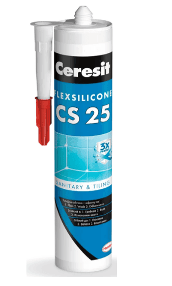 CERESIT - CS25 Герметик силіконовий для ванн та санвузлів 280мл, білий, FlexSilicon