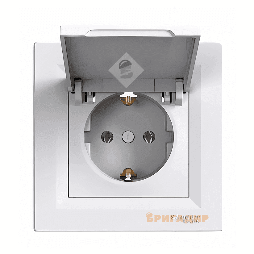 Розетка з кришкою з контактом що з-зем біла Schneider ASFORA EPH3100121