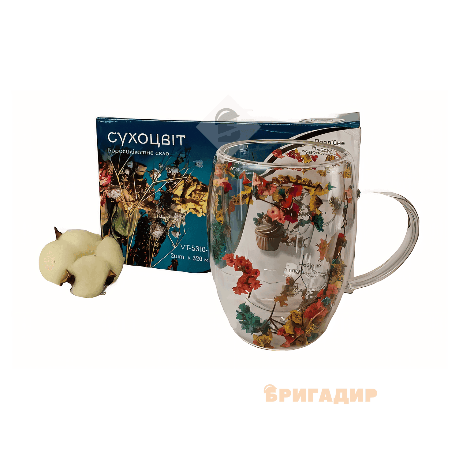 VT5310-320 Набір чашок сухоцвіт з подвійним дном Vittora 2шт 320мл