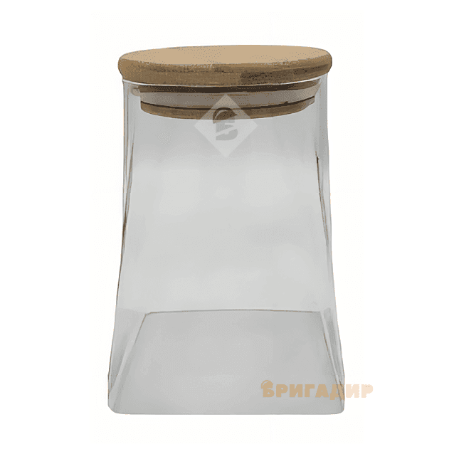 VT-7905 Ємність скляна з деревяною кришкою (трапеція) Vittora 500мл