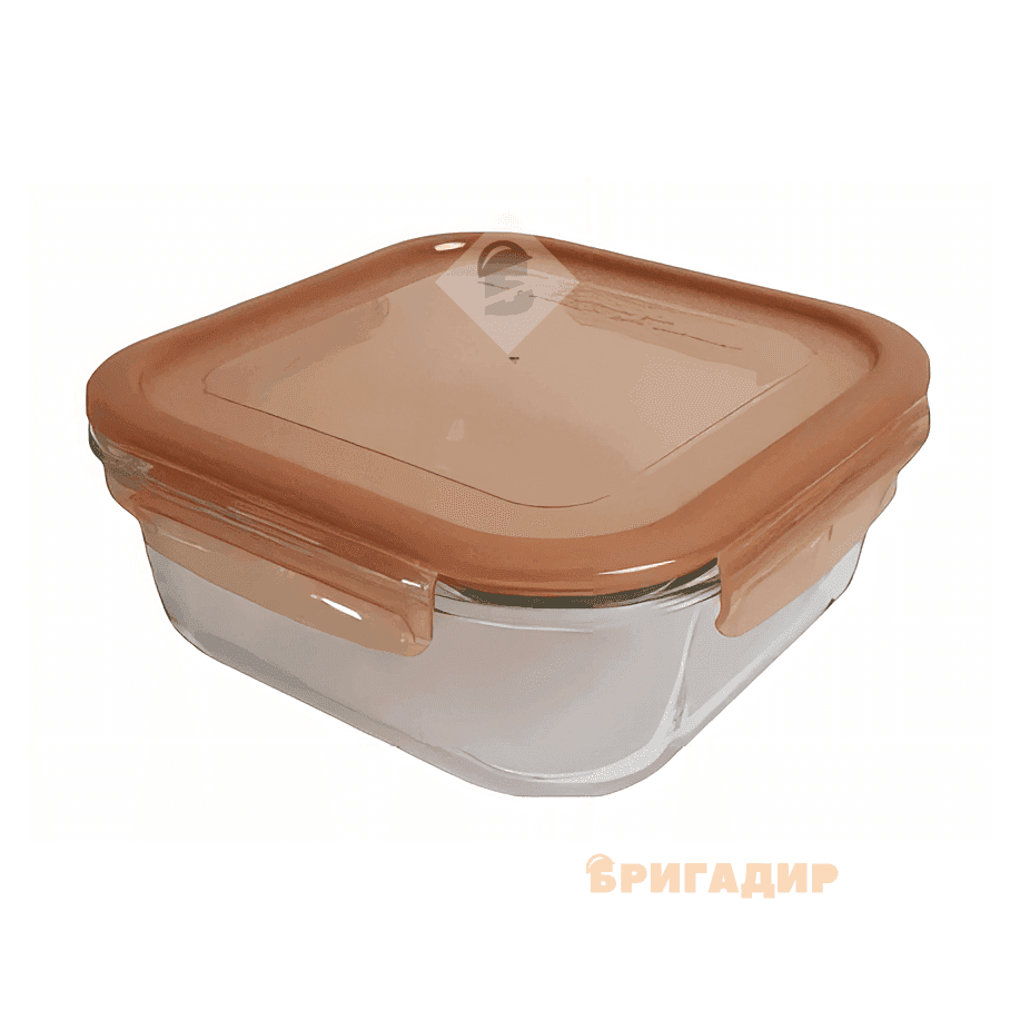 VT-8337 Харчовий контейнер скляний з прозорою пластиковою кришкою прямокутний VITTORA 370мл