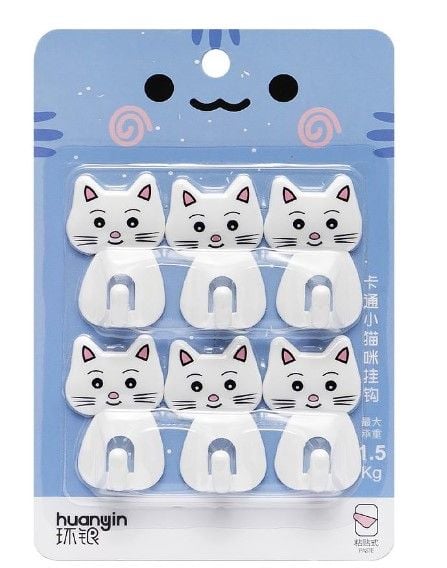 Набір гачків 6шт самоклеючих "Котики" HY-0222/НР06-028