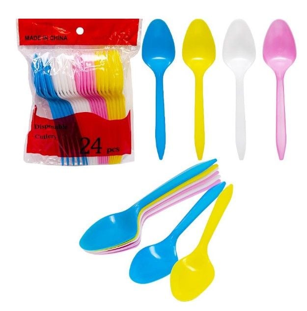 Набір ложок пластикових кольорових 24 штуки 10-68