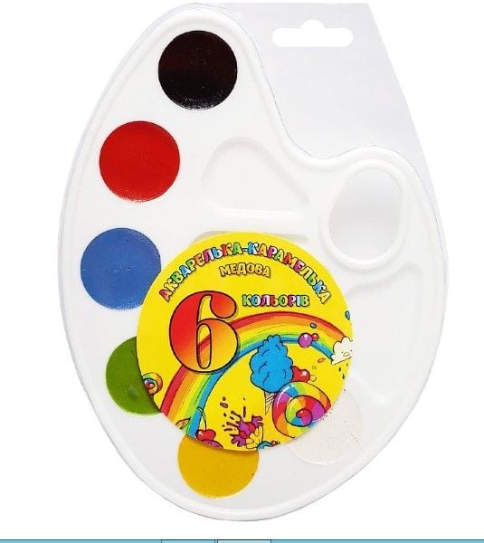 Фарби акварельні медові НА ПАЛІТРІ 6 кольорів, ТМ Тетрада ТЕ12498