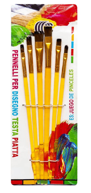 Набір пензликів плоских 6шт "С"1005