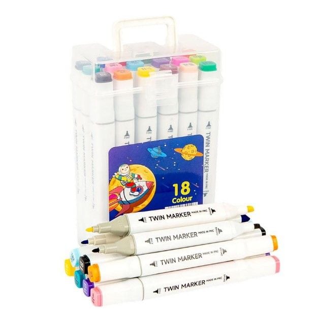 Набір скетч-маркерів 18 кольорів H820-18 в пластиковому боксі