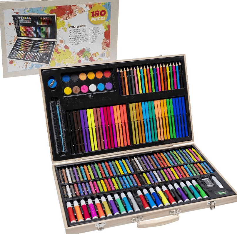 Художній набір для малювання 180 предметів у дерев'яному кейсі