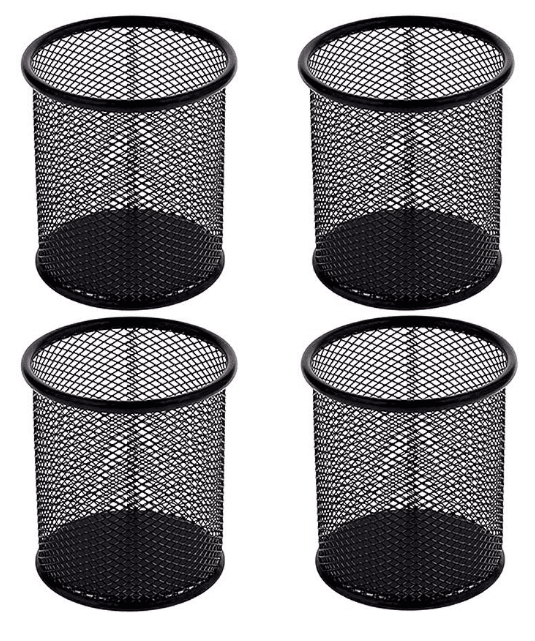 Стакан для ручок метал "Сітка" 802-B, чорний 9,5х8,5 см