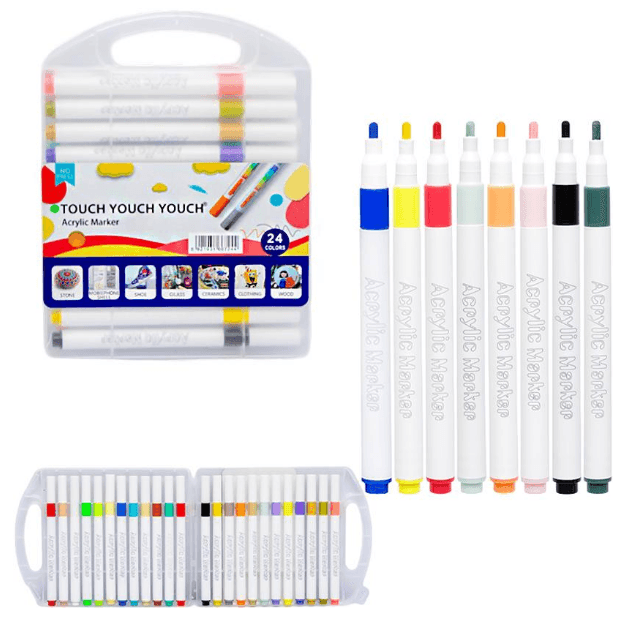 Маркер акриловий 24 кольори A-921-24 у пластиковому боксі.