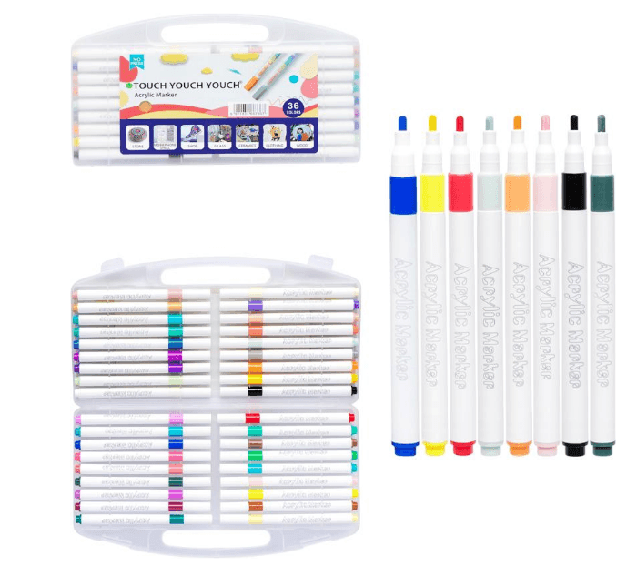 Маркер акриловий 36 кольорів А-922-36 у пластиковому боксі.