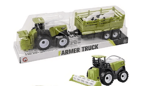 Комбайн арт 9970-2B (120шт/2) з причепом, у комплекті 2 фігурки тварини, 3 вида мікс, у слюді 34*8*10см