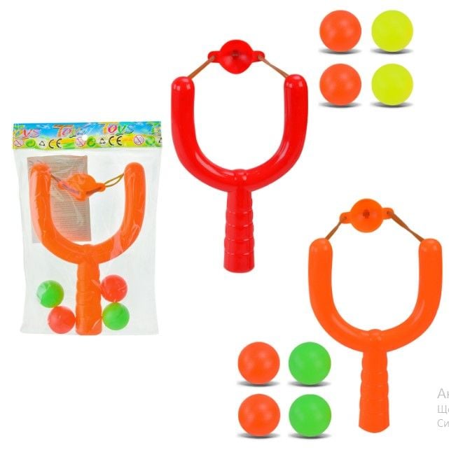 Рогатка арт. 1222-31 (720шт/4) з 4 м'ячиками, 2 кольори пакет.