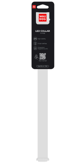 Нашийник для собак з підсвічуванням WAUDOG LED, магнітна застібка Ш 25мм, Дов 60см