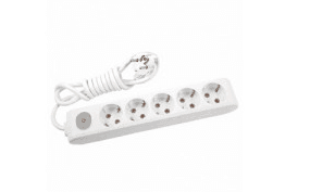 Подовжувач 5 гн. 3 метрів з/заз з кнопкою білий (Multi-Let)