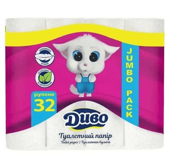 Папір туалетний Диво 18г/2ш білий 32шт