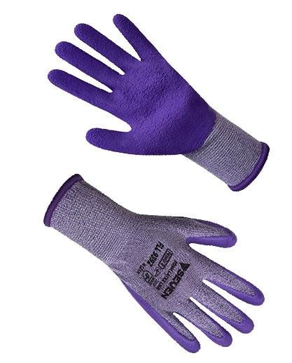 Рукавички жіночі синтетичні фіолетові з фіолетовим спіненим латексним покриттям "б" р.8 69392