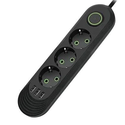 Мережевий фільтр 2м 3р+3USB чорний (LS-B7FO3U) 000010180