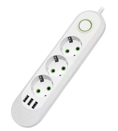 Мережевий фільтр 2м 3р+3USB білий (LS-B7FO3U) 000010179