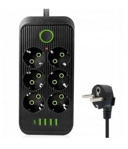 Мережевий фільтр 2м 6р+4USB+TYPE-C чорний (LS-B7FO6U) 000010184