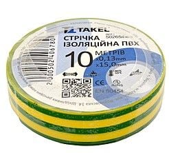 414377 Ізолента ПВХ TAKEL 0,13х15мм 10м жовто-зелена