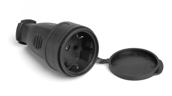 Вилка з/з 16А каучук,IP44.Г-подібна,чорна,marso